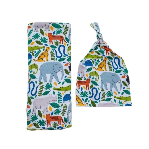 🐘🐅NWOT LS Jungle Safari Swaddle🐅🐘 - Picture 2 of 5